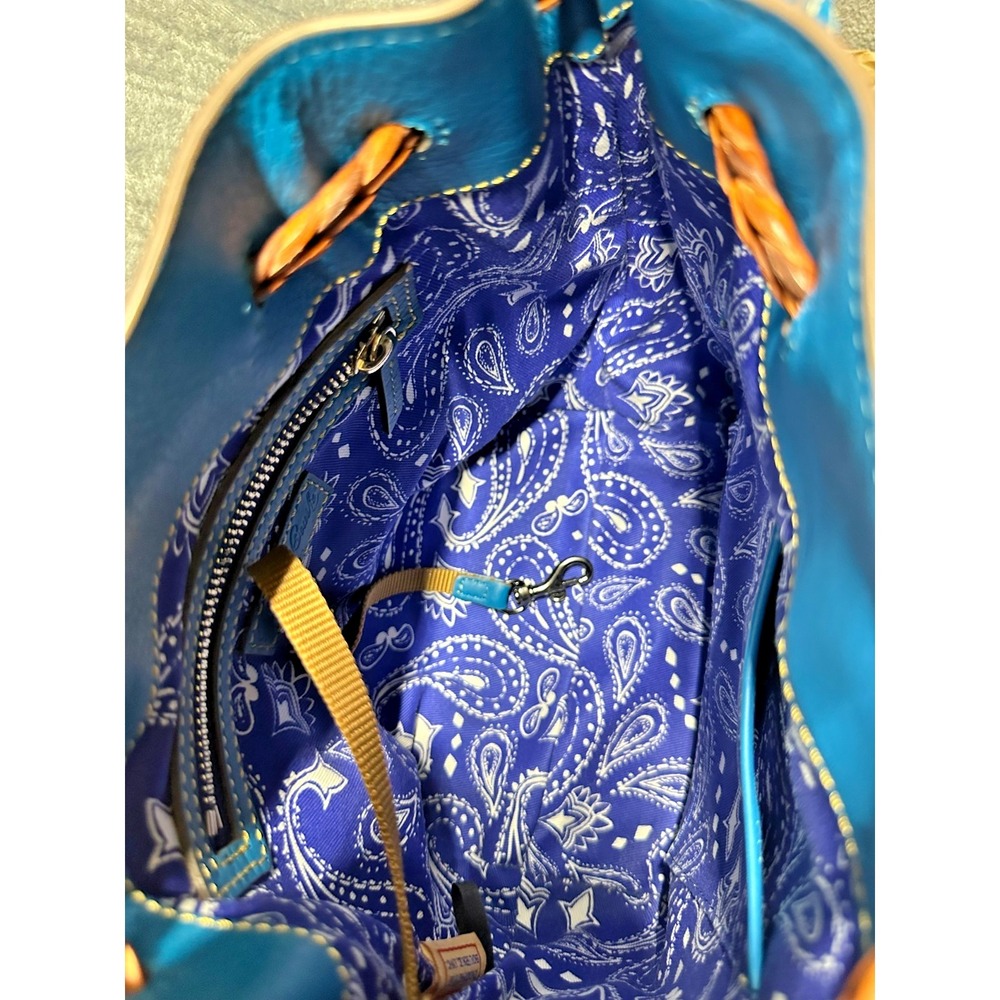Dooney & Bourke Red Western Horseshoe Leather Drawstring Bag Bucket Cowgirl - Picture 8 of 13